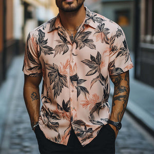Men's Summer Hawaiian Retro Print Casual Short Sleeve Shirt