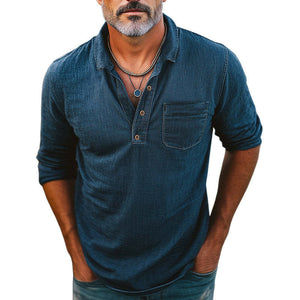 Bequemes Polo-T-Shirt aus Denim im Used-Look für Herren