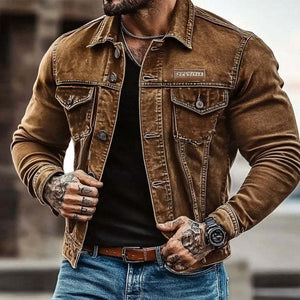 Herren-Jeansjacke im Vintage-Stil mit verwaschenem Used-Look