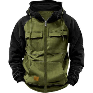 Lässige Colorblock-Sweatshirtjacke mit Raglanärmeln für Herren