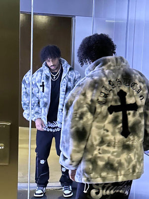 Strapazierfähige Batik-Urbanjacke aus Lammwollimitat