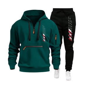 USA-FLAGGE, CASUAL SPORTS, MEHRERE REISSVERSCHLUSS-ARMTASCHE, HERREN-SWEATSHIRT, HOODIE-OUTFIT