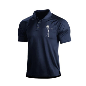 POLOSHIRT MIT RAGLAN-GRAFIK UND SKELETTDRUCK