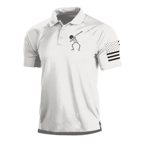 POLOSHIRT MIT SKELETT-RAGLAN-GRAFIK