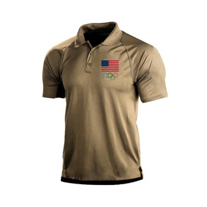 Poloshirt mit olympischer USA-Flagge und Raglan-Grafik