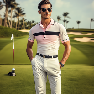Men's Classic Casual Contrast Print Gradient Golf Short Sleeve Polo Shirt