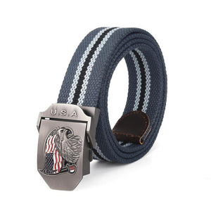 Men's USA Eagle Flag Canvas Automatic Smooth Buckle Belt