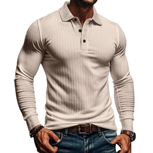 Lässiges elastisches Langarm-POLO-Shirt für Herren