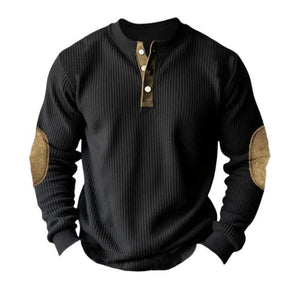 Lässiges Langarm-Sweatshirt mit Henley-Kragen und Farbblock für Herren