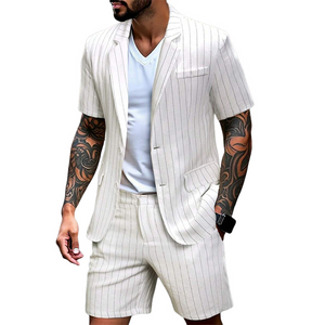 Dünner Freizeitblazer aus Baumwolle und Leinen mit Streifen für Herren
