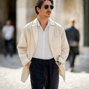 Men's Spring And Autumn Apricot Cotton Windbreaker Coat