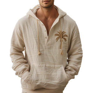 Herren-Kapuzenpullover mit Palmblatt-Stickerei