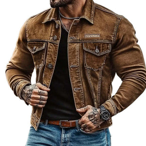 Herren-Jeansjacke im Vintage-Stil mit verwaschenem Used-Look