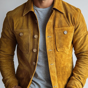 Men's Vintage Suede Chest Pocket Single Breasted Jacket