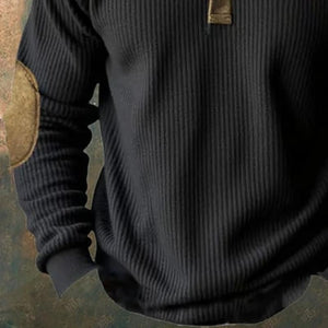 Lässiges Langarm-Sweatshirt mit Henley-Kragen und Farbblock für Herren