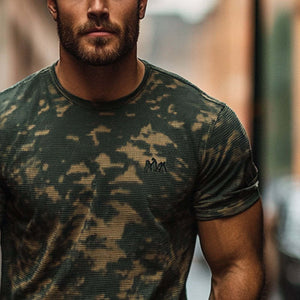 Men's Retro Camouflage Printed Round Neck Short Sleeve T-Shirt