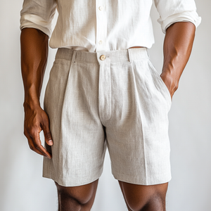 Lässige, bequeme, atmungsaktive Anzugshorts aus Leinenmischung für Herren