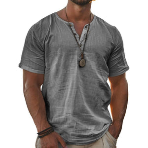 Solides Henley-Kurzarm-T-Shirt für Herren