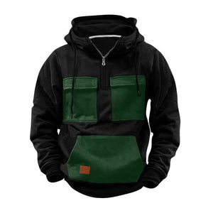 Men's Colorblock Pocket Half Zip Hoodie