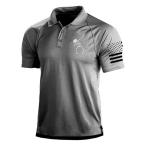 POLOSHIRT MIT SKELETT-RAGLAN-GRAFIK
