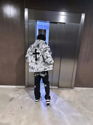 Strapazierfähige Batik-Urbanjacke aus Lammwollimitat