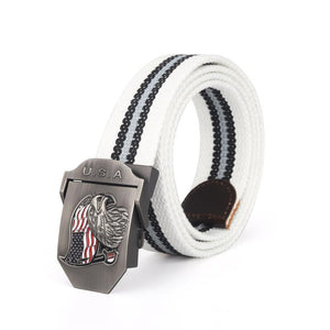 Men's USA Eagle Flag Canvas Automatic Smooth Buckle Belt