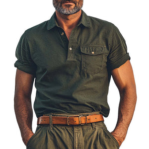 Men's Summer Comfort Distressed Polo Neck T-Shirt