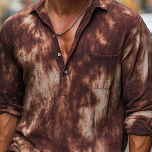 Herren Sommer Rot Braun Tie-Dye Baumwolle Casual T-Shirt