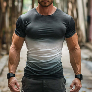 Men's Gradient Print Short Sleeve Cotton T-Shirt
