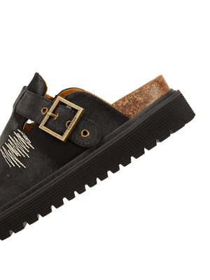 Vintage Denim Embroidered Birkenstocks