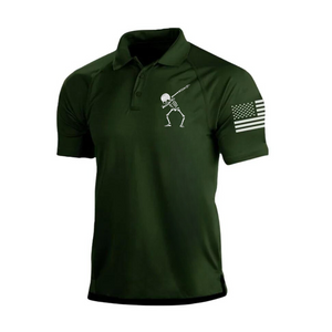 POLOSHIRT MIT SKELETT-RAGLAN-GRAFIK