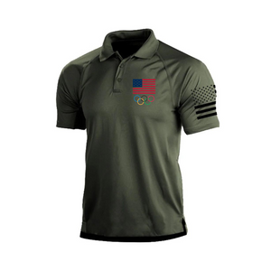 Poloshirt mit olympischer USA-Flagge und Raglan-Grafik