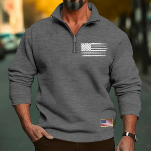 USA FLAGGE HERREN CASUAL SPORT KRAGEN LOCKER REISSVERSCHLUSS SWEATERSHIRT