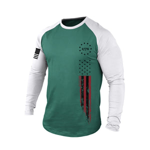 1776 USA FLAGGE RAGLAN GRAFIK LANGARM T-SHIRT
