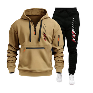 USA-FLAGGE, CASUAL SPORTS, MEHRERE REISSVERSCHLUSS-ARMTASCHE, HERREN-SWEATSHIRT, HOODIE-OUTFIT