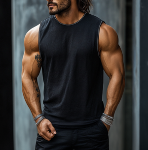 Lässiges, lockeres Tanktop mit Waffelmuster und Rundhalsausschnitt für Herren