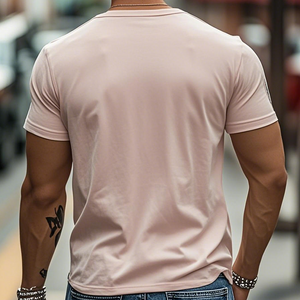 Herren Frühling und Sommer Mode Casual Wildleder Slim Kurzarm T-Shirt