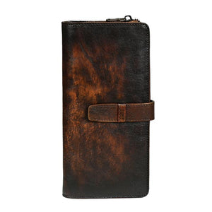Men's Genuine Leather Vintage Distressed Multi-card Slot Long Wallet