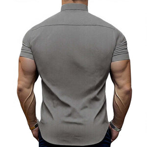 Men's Summer Business Textured Short Sleeve Slim Shirt