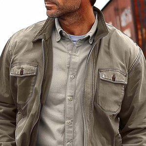 Men's Vintage Distressed Canvas Zip Jacket