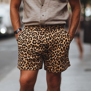 Lässige kurze Hose für Herren im Retro-Stil mit Leopardenmuster