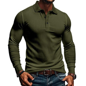 Lässiges elastisches Langarm-POLO-Shirt für Herren