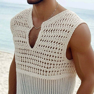 Men's Summer Fashion Hollow Knitted Tank Top