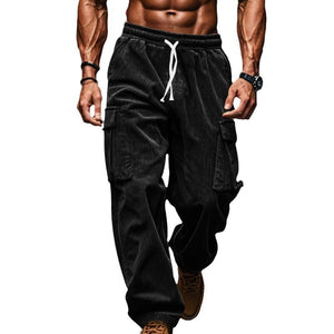 Cordhose für Herren, Herbst, lässig, atmungsaktiv, weites Bein, mehrere Taschen, gerades Bein