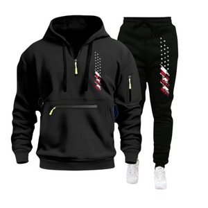 USA-FLAGGE, CASUAL SPORTS, MEHRERE REISSVERSCHLUSS-ARMTASCHE, HERREN-SWEATSHIRT, HOODIE-OUTFIT
