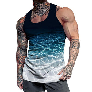 Men's Casual Gradient Wave Ripple Tank Top