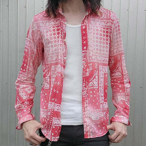 Men's Vintage Casual Perris Print Lapel Long Sleeve Shirt