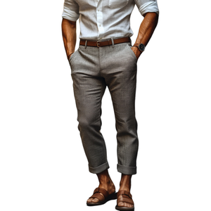 Lässige, bequeme Anzughose aus Baumwollleinen im Slim Fit für Herren