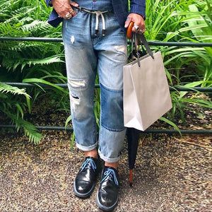 Herrenjeans im Vintage-Look mit verwaschenem Used-Look und Patchwork-Design