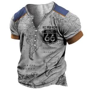 Herren 3D Digitaldruck Street Trend 7-Knopf-Cardigan Kurzarm-T-Shirt